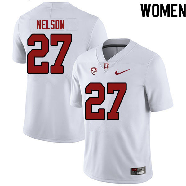 Women #27 Beau Nelson Stanford Cardinal College Football Jerseys Sale-White - Click Image to Close